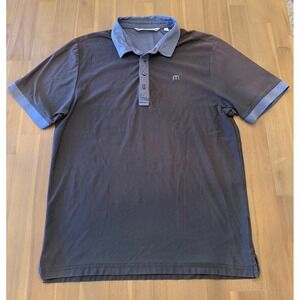 Travis Mathew Mens Dark Gray Short Sleeve Polo Shirt Size Large Golf Casual